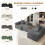 Corduroy Right L-Shaped Modular Sofa With Cup Holder, Grey 8
