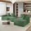 Corduroy Right L-Shaped Modular Sofa With Cup Holder, Green 2