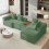 Corduroy Right L-Shaped Modular Sofa With Cup Holder, Green 9