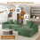 Corduroy Right L-Shaped Modular Sofa With Cup Holder, Green 7