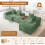 Corduroy Right L-Shaped Modular Sofa With Cup Holder, Green 4