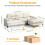 Convertible Sectional Couch Chenille 4 Seater L-Shaped Sofa Set Beige 7