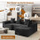 Corduroy Right L-Shaped Modular Sofa Black 7
