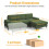 Convertible Sectional Couch Chenille 4 Seater L-Shaped Sofa Set Green 7