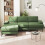Convertible Sectional Couch Chenille 4 Seater L-Shaped Sofa Set Green 8