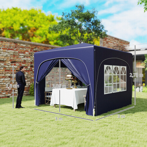 Outsunny Carpa Plegable Azul 300 x 300 x 273 cm 2
