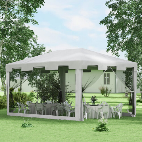 Outsunny Carpa de Jardín Blanco 395 x 295 x 255 cm 1
