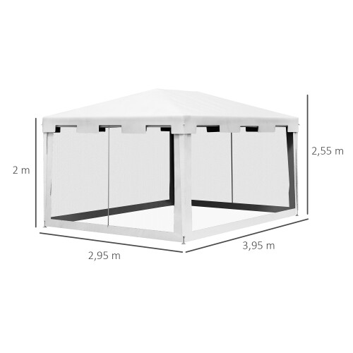 Outsunny Carpa de Jardín Blanco 395 x 295 x 255 cm 2