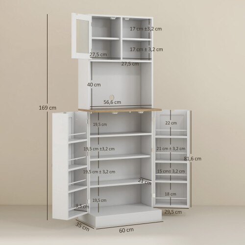 Homcom Alacena de Cocina Blanco 60 x 35 x 169 cm 2