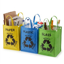 GEEZY Set of 3 Recycle Carry Bags Recycling Organizer Reusable Waste Bin Sack Handles