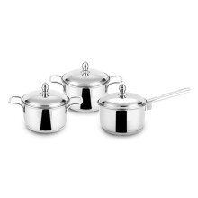 Steelcraft Premium Induction Compatible Stainless Steel Sandwich Base Caviar Cookware/ 2 Pc Casserole 14(850Ml) 18 Cm(1800Ml) 1 Pc Saucepan 16 Cm(1