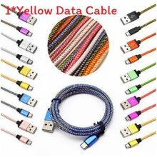 (Yellow,2m)Android Micro USB Ladekabel mit robustem Nylon geflochtenes Material zum schnellen Laden
