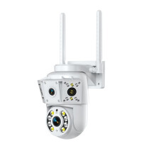 1080P Kabellose WLAN-Kamera für Den Außenbereich, Überwachungskamera mit Mehreren Objektiven, Zwei-Wege-Gegensprechanlage, Nachtsicht-Babyphone