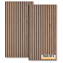 (120 x 60, 4) Slat Wooden Acoustic Wall Panels MDF Wood Panels with Felt Backing - Decorative Sound Absorbing Wall Cladding Home Interiors & Studios
