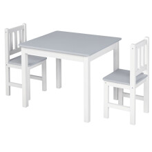 Kids Table and Chair Set 3 Pieces Toddler Preschoolers Desk with 2 Chairs for Indoor Study Rest Snack Time Grey