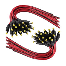 100 Sztuk Power Pigtail Cable Plug 18AWG 2.1mm X 5.5mm 12V 5A Złącze Męskie Wtyczka Kabla Zasilającego do Kamery Monitorującej