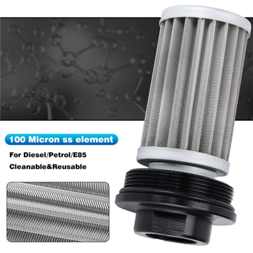 BLACK AN6 Inline Fuel Filter E85 Ethanol with 100  Stainless Steel Element 2