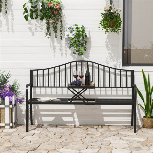 Metal Bench W/Table,  160Lx53Wx95H cm 2