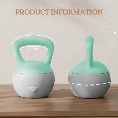 12kg Soft Kettlebell – Non-Slip Handle, Green/Grey 2