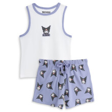 (Small) Hello Kitty Vest and Shorts Pyjama Set (Womens Purple)