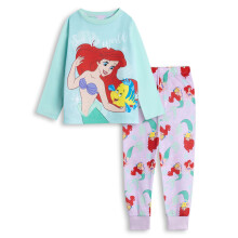 (8-9 Years) Disney The Little Mermaid Long Sleeve Long Leg Pyjama Set (Girls Blue)