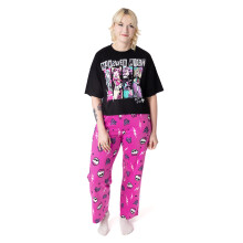 (Large) Monster High Short Sleeve Long Leg Pyjama Set (Womens Black)