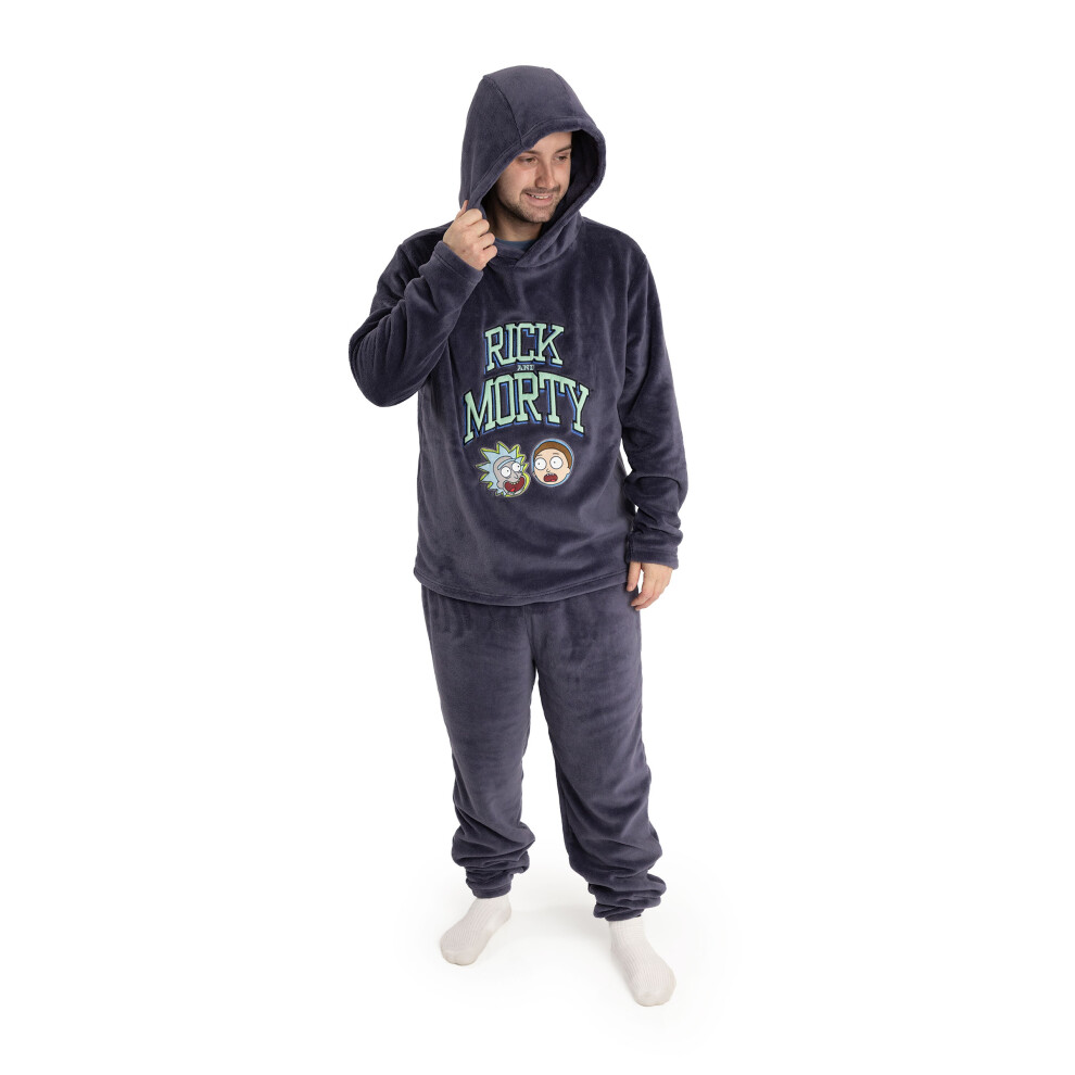Photos - Other Textiles (Small) Rick And Morty Long Sleeve Long Leg Pyjama Set (Mens Grey)