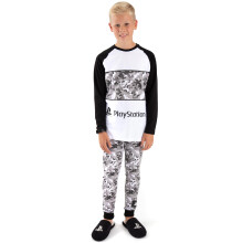 (9-10 Years) PlayStation Short Sleeve Long Leg Pyjama Set (Boys Grey)