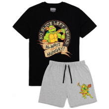 (Medium) Teenage Mutant Ninja Turtles Short Sleeve Short Leg Pyjama Set (Mens Grey)