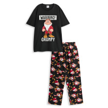 (Large) Disney Snow White & The Seven Dwarfs Short Sleeve Long Leg Pyjama Set (Mens Black)