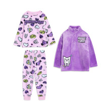 (3-4 Years) Monster High Long Sleeve Long Leg Pyjama and Jumper 3 Piece Set (Girls Multicoloured)