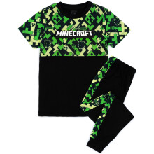 (8-9 Years) Minecraft Short Sleeve Long Leg Pyjama Set (Boys Green)