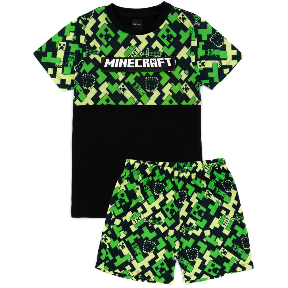 Photos - Other Textiles  Minecraft Short Sleeve Short Leg Pyjama Set (Boys Green)(11-12 Years)