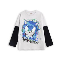 (8-9 Years) Sonic the Hedgehog Long Sleeved T-Shirt (Unisex Kids Grey)