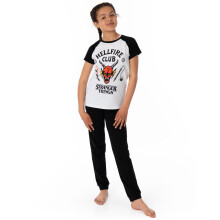 (13-14 Years) Stranger Things Short Sleeve Long Leg Pyjama Set (Unisex Kids Black)