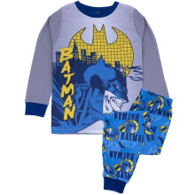 (7-8 Years) DC Comics Long Sleeve Long Leg Pyjama Set (Boys Grey)