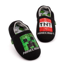 (5 UK Child) Minecraft Slip On Loafer Slippers (Boys Black)