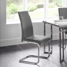 Set Of 4 Calabria Velvet Cantilever Chairs - Grey