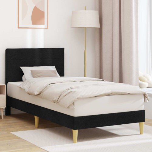 VidaXL vidaXL Bed Frame with Headboard Black 90 x 190 cm Fabric