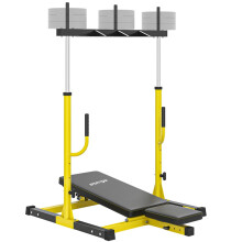 Vertical Leg Press Machine with Adjustable Leg, Back and Head Positions, 1" Standard Plate Compatible, Yellow