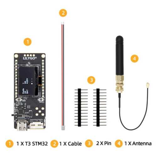 LILYGO Placa LoRa T3 STM32 Integrada, 0,96 Polegadas, 12C OLED, Transceptor LoRa de Baixo Consumo, Kit de Desenvolvimento de Driver SSD1315 2