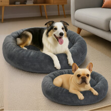 (L/90x70x19 cm) Skylos Washable Donut Dog Bed Large Small Pet