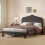 (Small Double) Levede Scalloped Upholstered Linen Bed Frame, 18D Padded Headboard & Platform Base - Dark Grey 1