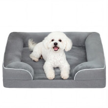 Dog Sofa Bed, Washable Pet Bed with Removable Cover and Non-Slip Bottom for Cats and Small Dogs, Grey