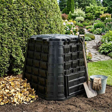 vidaXL Gartenkomposter Schwarz 91 x 91 x 83 cm 100% PP