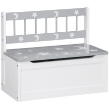 2 In 1 Kids Storage Bench, Toy Box w/ Safety Rod - Grey