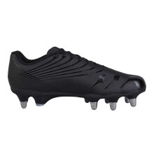 (10 UK, Black/Silver) Canterbury Mens Stampede Groundbreak Team Patterned Leather Soft Ground Rugby Boots
