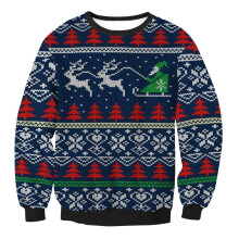 (Navy Red, XL) Snowman Christmas Women Tee Blouse Long Sleeve Shirt Ladies Tops Loose Print