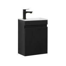 400mm Cloakroom Wall Hung Vanity Unit with Resin Basin Pre-Assembled Black