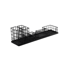 Multifunctioneel bureau-opbergrek van smeedijzer, afgewerkt in zwart.